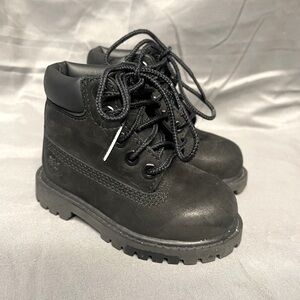 Timberland Premium Lace-up Boots Black Nubuck 12807 Toddler Size 4